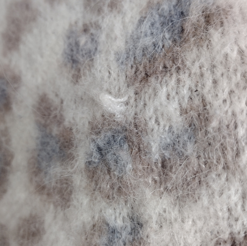 UGG RTW Alpaca Wool Blend Leopard Print Gray Cream Cardigan Sz M - Picture 13 of 13
